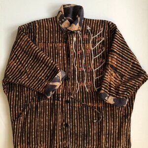 Vintage Reversible Batik Jacket With Embroidery, One Size